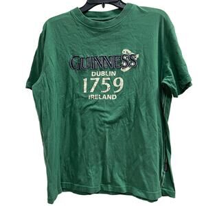 Guinness beer VTG  made in Ireland authentic green embroidered patches tee SZ XL